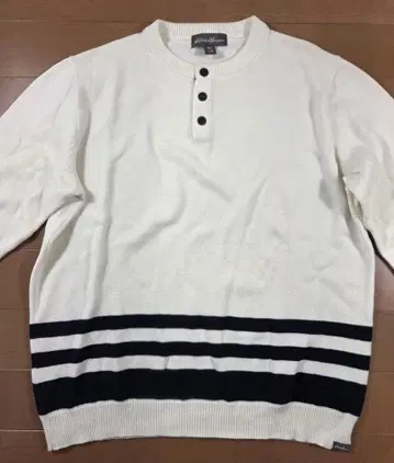 에디바우어 헨리넥 니트 화이트 코튼 100