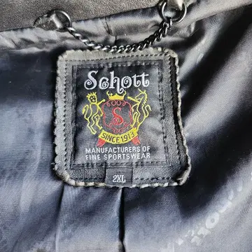 Schott 블랙 가죽 싱글 라이더 2XL