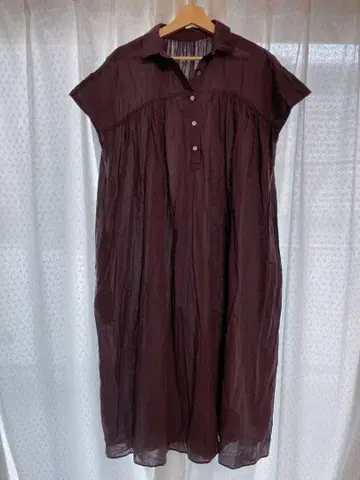 nanadecor 슬리브리스 셔츠 원피스 다크 퍼플