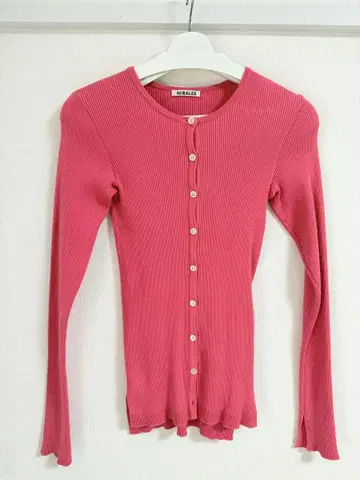 AURALEE 오라리 리브 가디건 핑크