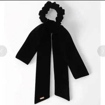 LETICIA 리본-벨벳 벨벳 스크런치 블랙