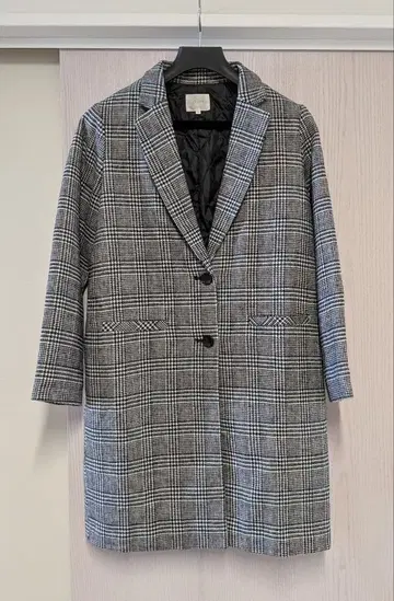 [ 미사용 ] [ grove ] 체스터 코트 체크 무늬 블랙 계열 M