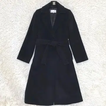 [ 새상품급 ] 엠프리미어 캐시미어 혼방 벨트 체스터 코트 블랙 34
