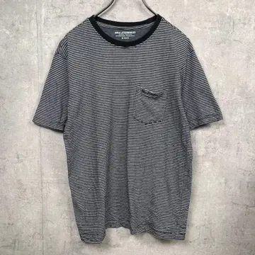 Mr.JUNKO 남성용 T셔츠 티셔츠 반팔 M 블랙 보더