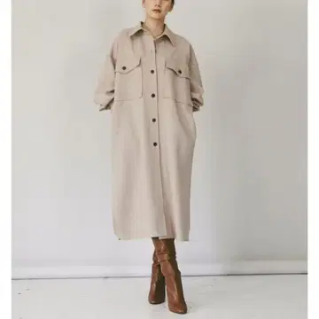 캘런솔로지 드라이 울 트윌 롱 블루종 코트