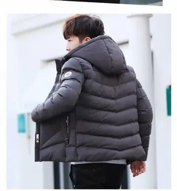그레이 퀼팅 패딩 자켓 코드 후드 부착