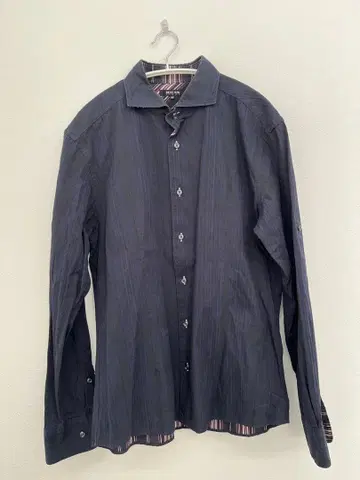 MICHEL KLEIN 네이비&블랙 스트라이프 긴팔 셔츠 52