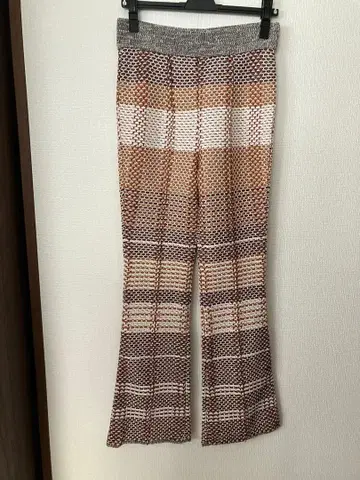 미사용 새상품 Mame Kurogouchi 니트 플레어 팬츠 브라운