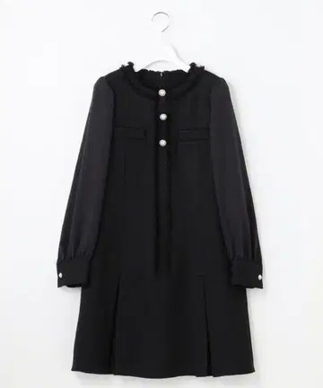 페루 Feroux 트위드 미디 원피스 펄 버튼