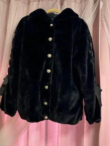 노에미 NOEMIE 토끼 귀 스핀들 퍼 블루종 블랙 블랙