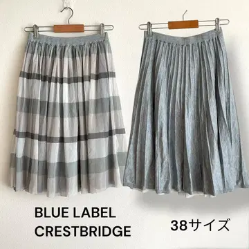 블루 라벨 플레어 스커트 체크 무늬 리버서블 플리츠 38 사이즈