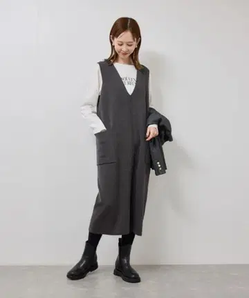 로페피크닉 니트 오버롤 스커트