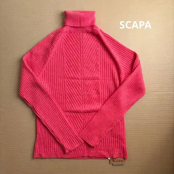 SCAPA 살몬 핑크 터틀 리브 스웨터 택 포함 미사용품