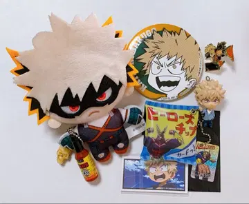 바쿠고 카츠키 봉제 인형 캔뱃지 키링 세트