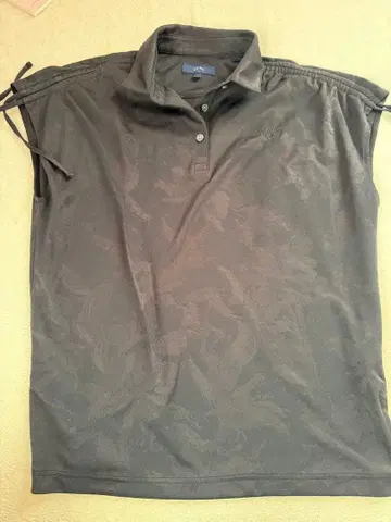 캘러웨이 블랙 꽃무늬 슬리브리스 피케 셔츠