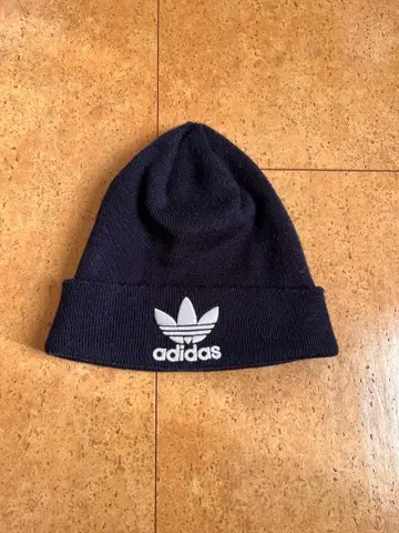 00s 아디다스 니트 모자 트레포일 네이비 자수