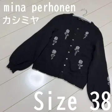 mina perhonen 캐시미어 니트 가디건 꽃무늬 자수 사이즈 38