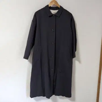 사만사 모스모스 흑먹색 롱 코트 면 린넨