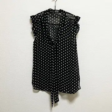 DEPT vintage 빈티지 도트 무늬 반팔 보타이 블라우스