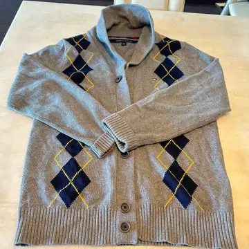 TOMMY HILFIGER 아가일 무늬 가디건