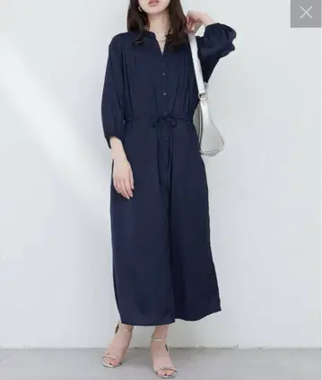 natural couture 풍성한 개더 새틴 원피스