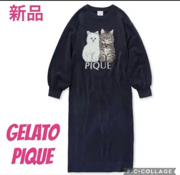 새상품 젤라또피케 트윈캣 자카드 원피스 네이비 이번 시즌
