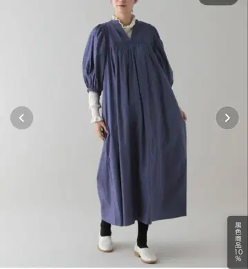 natural by clip 네이비 벌룬 슬리브 원피스