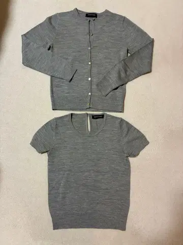 퀸즈 코트 니트 가디건 앙상블 그레이 새상품급