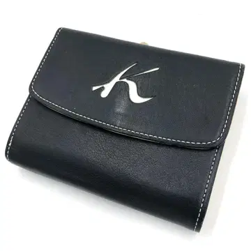 [ 새상품급 ] 키타무라 Kitamura 가마구치 접이식 지갑 가죽 블랙