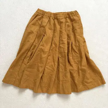 Charpentier de Vaisseau 울 플리츠 스커트 겨자색
