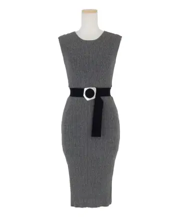 AMBIENT 아이렛 악센트 벨트 타이트 니트 원피스