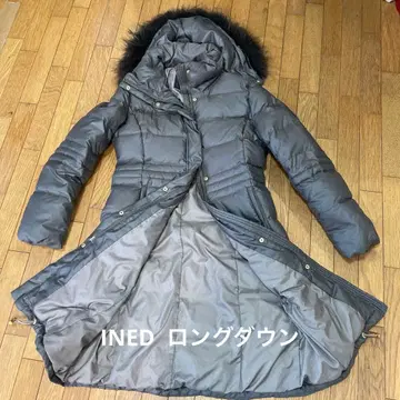 그레이 퍼 후드 롱 다운 자켓