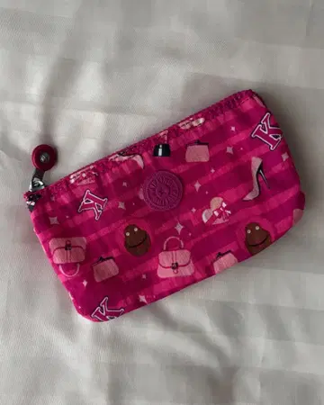 Kipling 핑크 패턴 파우치 나일론 소재