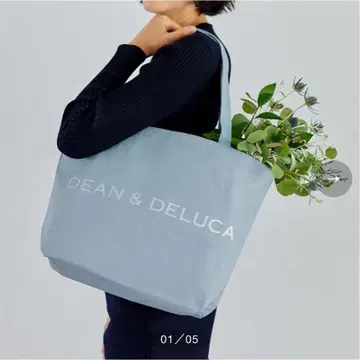 DEAN & DELUCA L 사이즈 스노우 블루 자선 토트백