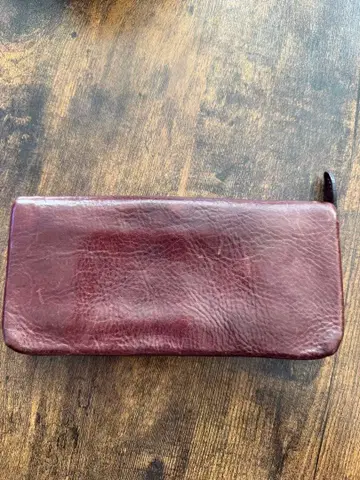 브라운 가죽 장지갑 골드 지퍼