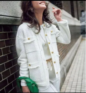 CADUNE 트위드 조 니트 자켓 가디건 38