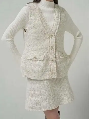 SNIDEL 트위드 베스트 트위드 스커트 트위드 셋업