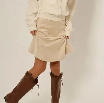 [ TINA: JOJUN ] 페이크 스웨이드 미디 기장 스커트 M 사이즈