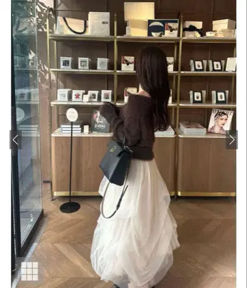 GRL 오프숄더 샤기 니트탑 x 샤샤 스커트[ru1201]