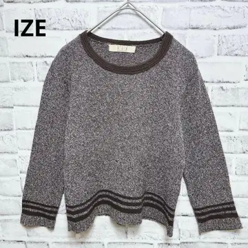 [ IZE ] 니트 스웨터 크루넥 일본제 울 혼방 브라운