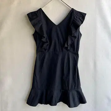 M.Q.G.G. 여성용 프릴 슬리브리스 블라우스 셔츠 블랙