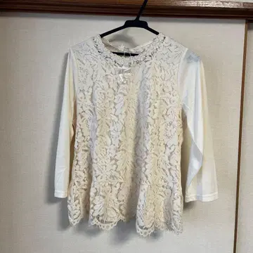 [ ANELA LUX ] 아이보리 레이스 7부 소매 상의