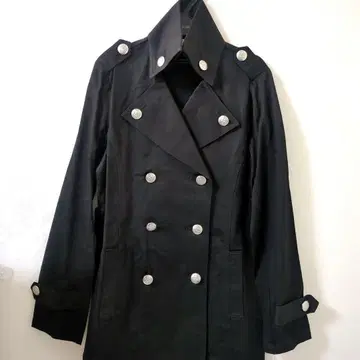블랙 더블 브레스트 트렌치코트