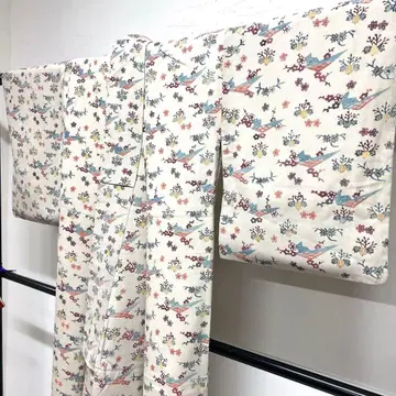 코몬 형염 벚꽃 단풍 청해파 더스티 컬러 그린 컬러 기모노 112tz