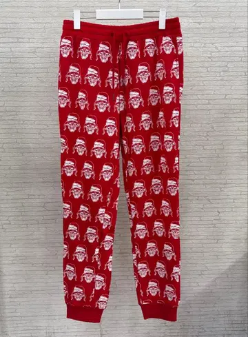 MEGADETH 산타 비크라틀 헤드 패턴 레드 팬츠