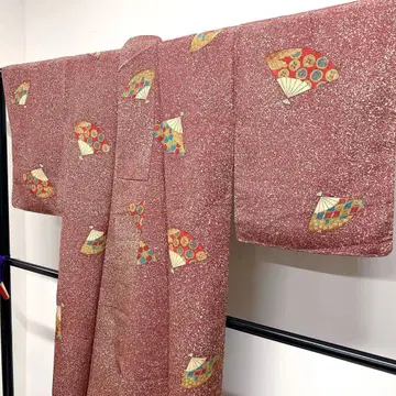 코몬  타타키 염색 부채 거북이 등껍질 무늬 칠보 구름 기모노 112tz