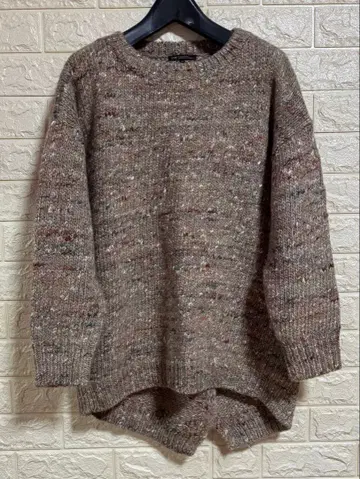 23구 모, 알파카, 실크 혼방 트위드 네프 니트 스웨터 44