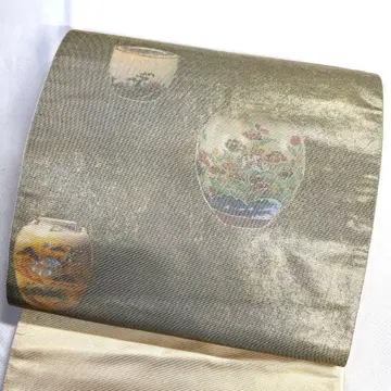 후쿠로 오비 나전 항아리 거북이 등껍질 무늬 꽃 무늬 기모노 113tz