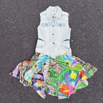 20471120 PAPER 재구축 리메이크 데님 도킹 원피스