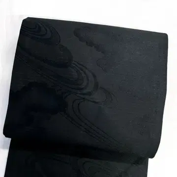 나고야 오비 여름용 명주 유선 구름 블랙 베이스 기모노 113tz